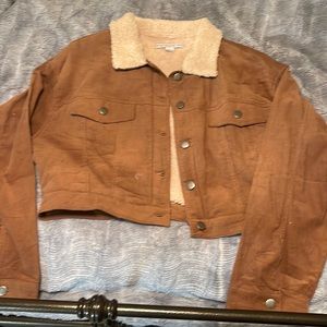 Crop Cordaroy faux fur jacket size Large